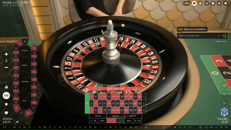 Live European Roulette Single Zero Dealer Wheel
