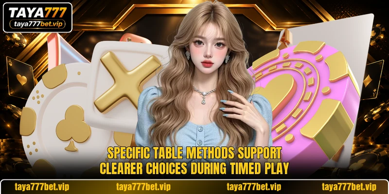 Specific table methods support clearer choices during timed play Specific table methods support clearer choices during timed play